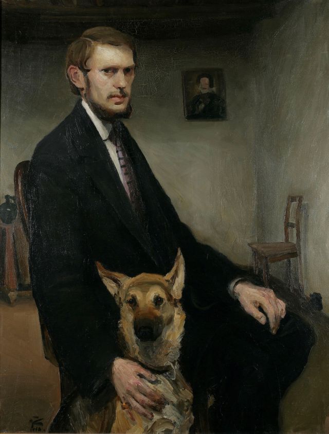M. Kraljevic, Autoportret sa psom, 1910.